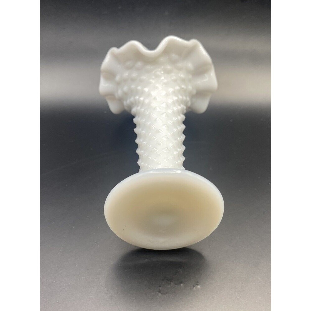 Fenton Hobnail Milkglass Jack In The Pupit Mini Vase 5 Inches - Picture 9 of 10